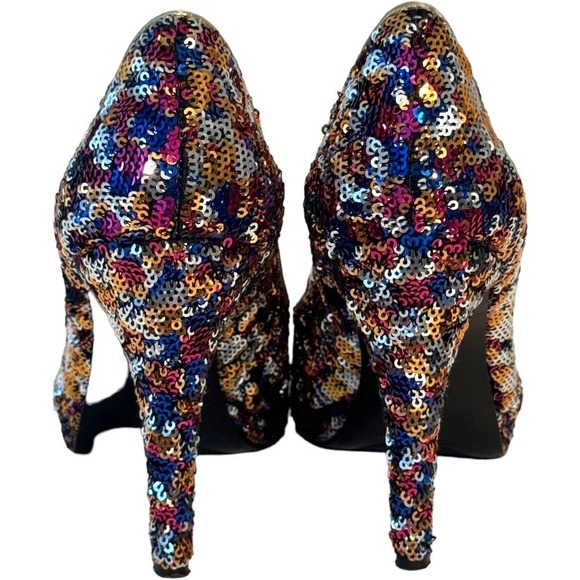Nine West Rocha Multicolored Sequin Platform Heels Formal Glam Size 7 - Picture 5 of 12